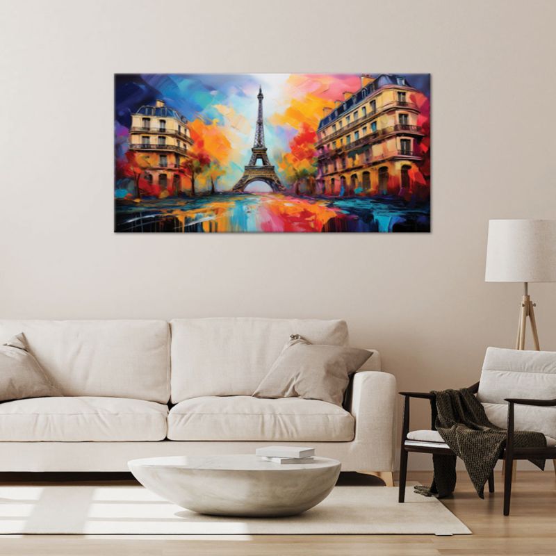 Obraz na płótnie Feeby 100x50cm Paryż Wieża Eiffla Miasto Abstrakcja Kolorowa 1 szt.