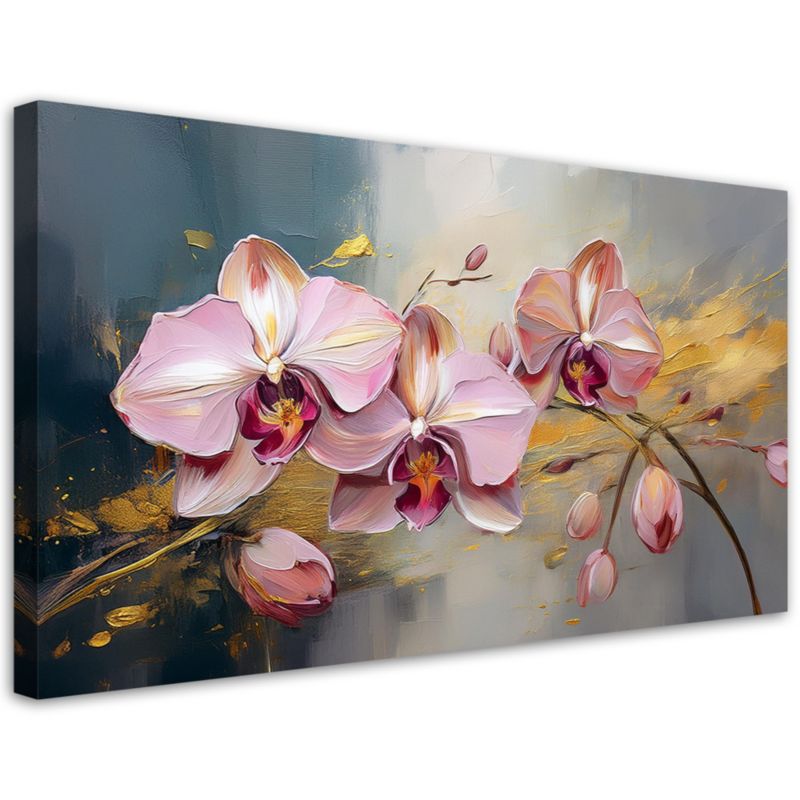 Obraz na płótnie Feeby 100x50cm Różowe Storczyki Kwiaty Glamour 1 szt.