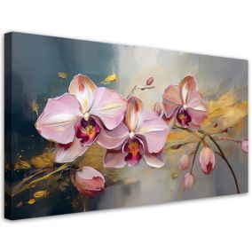 Obraz na płótnie Feeby 100x50cm Różowe Storczyki Kwiaty Glamour 1 szt.