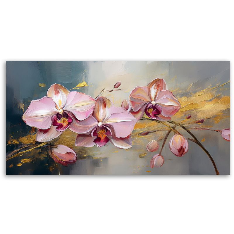 Obraz na płótnie Feeby 100x50cm Różowe Storczyki Kwiaty Glamour 1 szt.