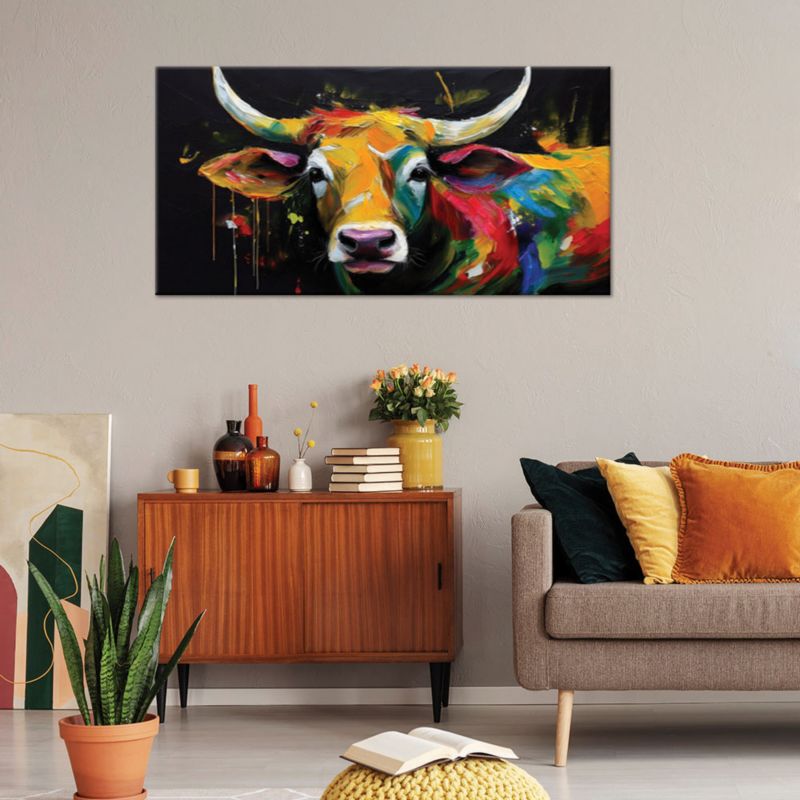 Obraz na płótnie Feeby 120x60cm Abstrakcja Kolorowa Szkocka Krowa 1 szt.