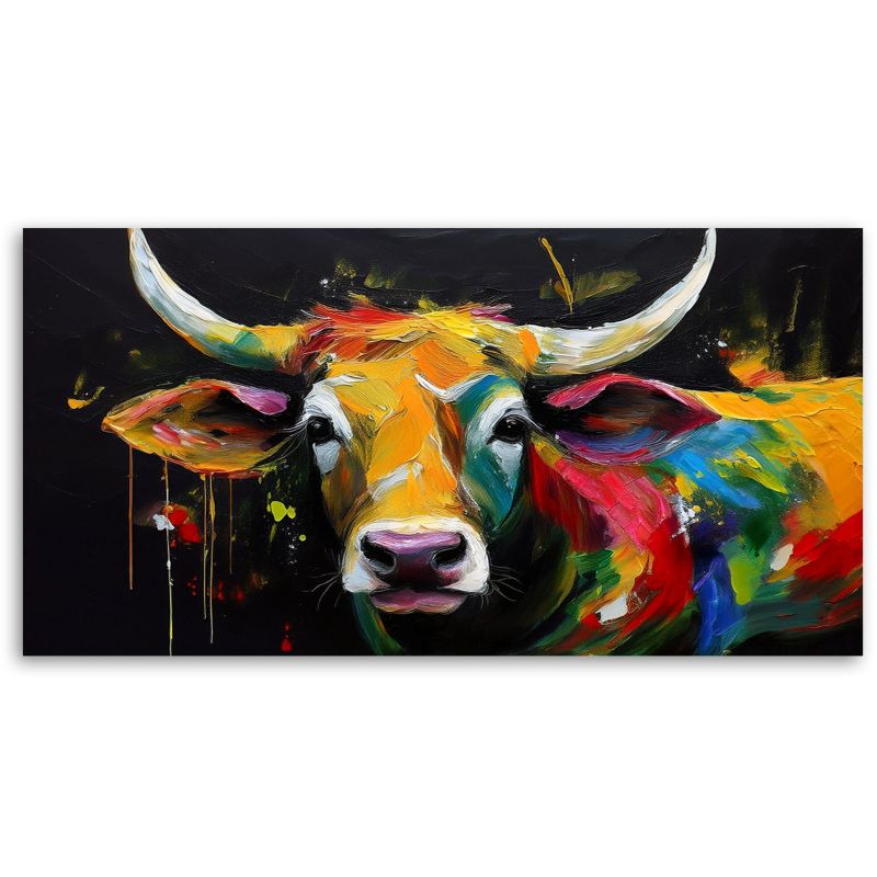 Obraz na płótnie Feeby 120x60cm Abstrakcja Kolorowa Szkocka Krowa 1 szt.