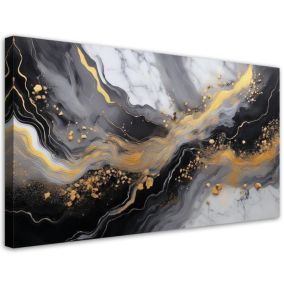 Obraz na płótnie Feeby 120x60cm Abstrakcja Marmur Złoty Czarny 1 szt.