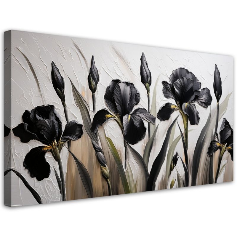 Obraz na płótnie Feeby 120x60cm Czarne Irysy Kwiaty Abstrakcja 1 szt.