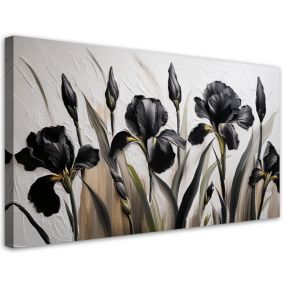 Obraz na płótnie Feeby 120x60cm Czarne Irysy Kwiaty Abstrakcja 1 szt.