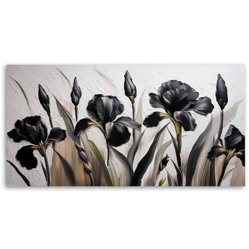 Obraz na płótnie Feeby 120x60cm Czarne Irysy Kwiaty Abstrakcja 1 szt.