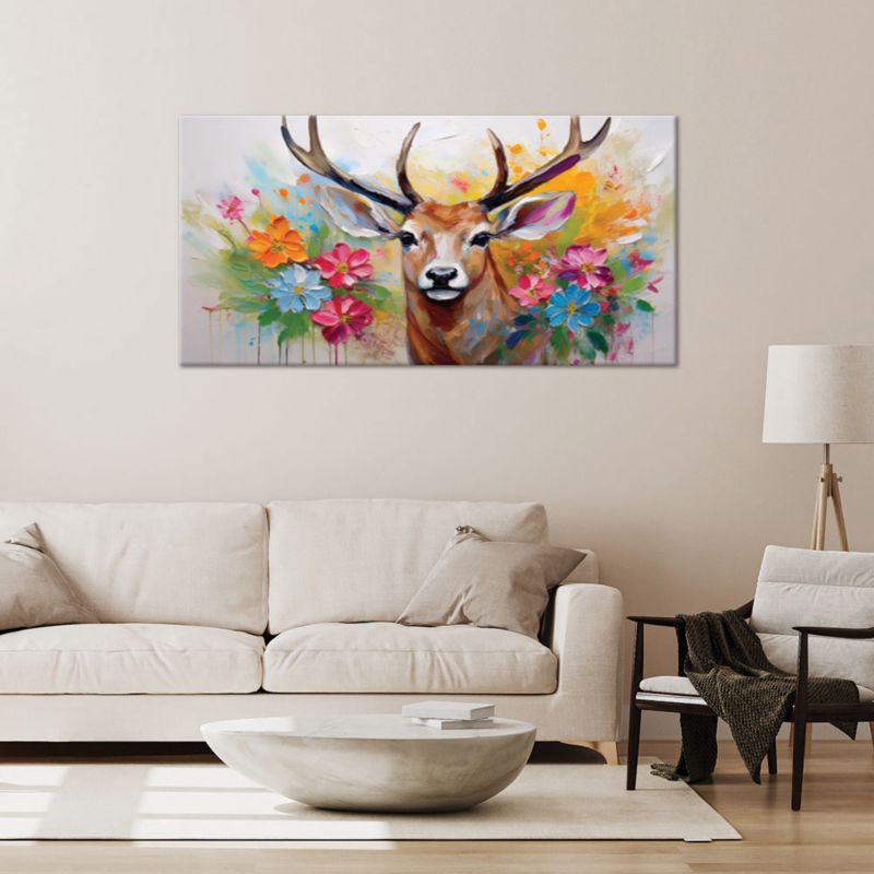 Obraz na płótnie Feeby 120x60cm Jeleń Kwiaty Abstrakcja Zwierzeta 1 szt.