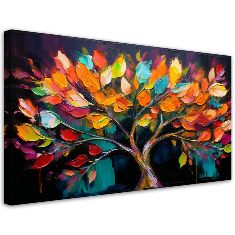 Obraz na płótnie Feeby 120x60cm Kolorowe Drzewo Liście Malowane 1 szt.