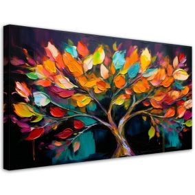 Obraz na płótnie Feeby 120x60cm Kolorowe Drzewo Liście Malowane 1 szt.