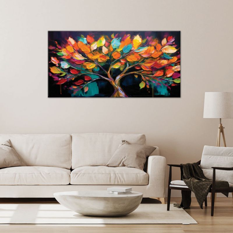 Obraz na płótnie Feeby 120x60cm Kolorowe Drzewo Liście Malowane 1 szt.