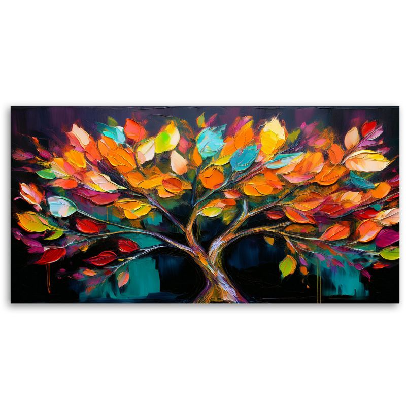 Obraz na płótnie Feeby 120x60cm Kolorowe Drzewo Liście Malowane 1 szt.