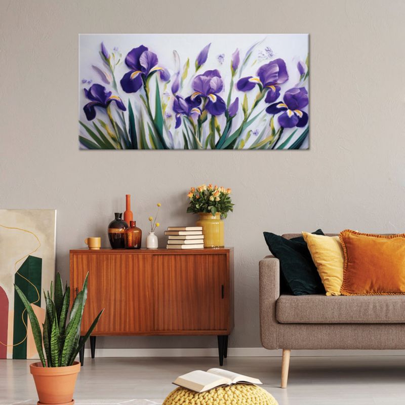 Obraz na płótnie Feeby 120x60cm Kwiaty Irysy Fioletowe 1 szt.