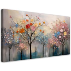 Obraz na płótnie Feeby 120x60cm Kwitnące Drzewa Kwiaty Malowane 1 szt.