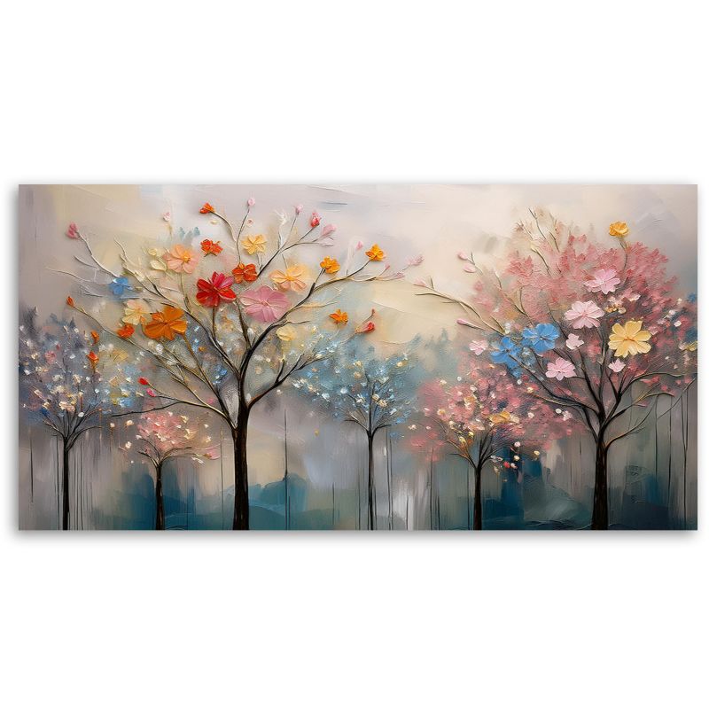 Obraz na płótnie Feeby 120x60cm Kwitnące Drzewa Kwiaty Malowane 1 szt.