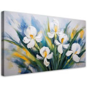 Obraz na płótnie Feeby 120x60cm Malowane Białe Irysy Kwiaty 1 szt.