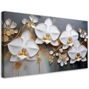 Obraz na płótnie Feeby 120x60cm Orchidea Biały Kwiat Abstrakcja 1 szt.