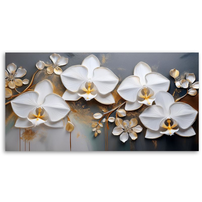 Obraz na płótnie Feeby 120x60cm Orchidea Biały Kwiat Abstrakcja 1 szt.
