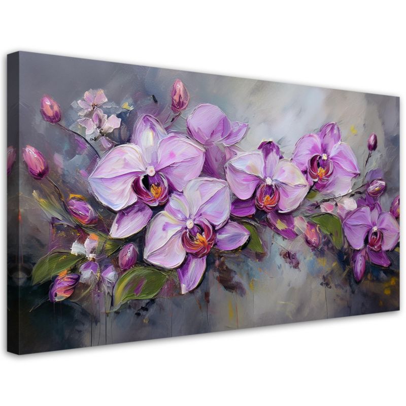 Obraz na płótnie Feeby 120x60cm Orchidea Fioletowa Kompozycja Kwiatów 1 szt.
