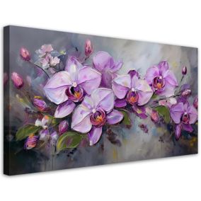 Obraz na płótnie Feeby 120x60cm Orchidea Fioletowa Kompozycja Kwiatów 1 szt.