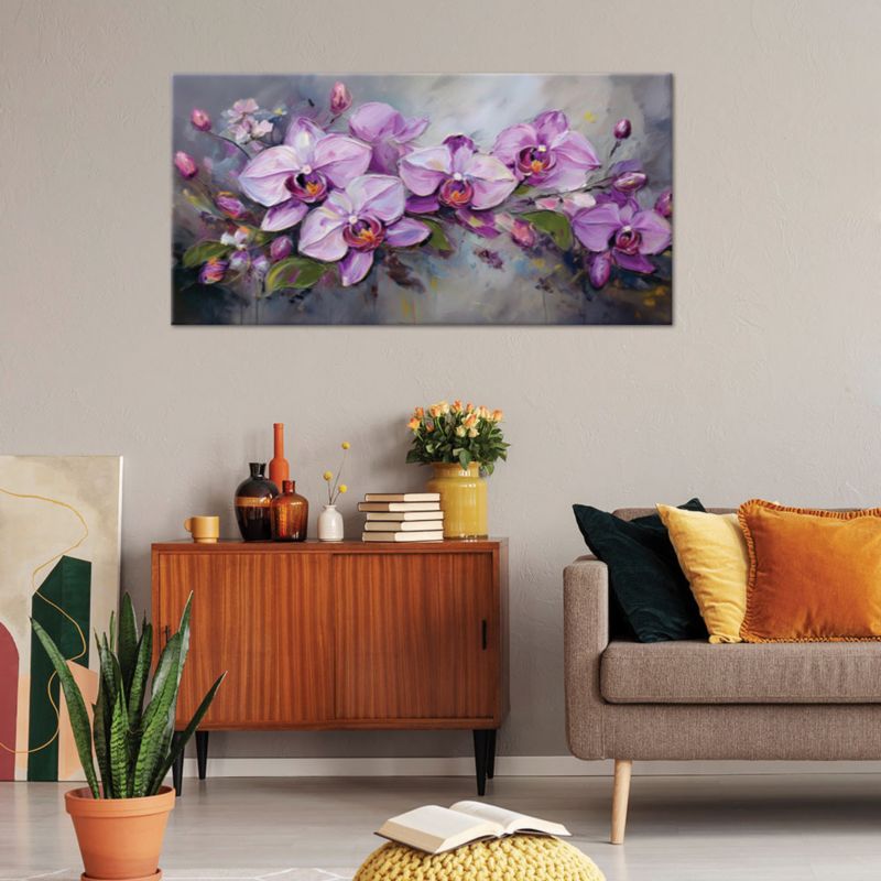 Obraz na płótnie Feeby 120x60cm Orchidea Fioletowa Kompozycja Kwiatów 1 szt.