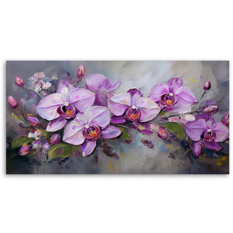 Obraz na płótnie Feeby 120x60cm Orchidea Fioletowa Kompozycja Kwiatów 1 szt.