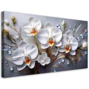 Obraz na płótnie Feeby 120x60cm Orchidea Kwiat Biały 3D Malowany 1 szt.