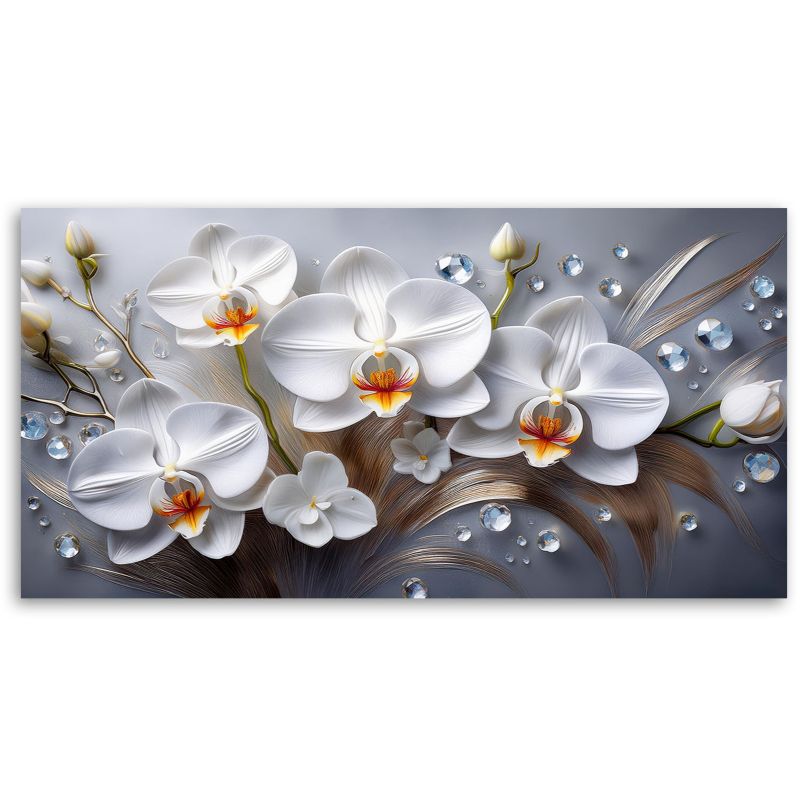 Obraz na płótnie Feeby 120x60cm Orchidea Kwiat Biały 3D Malowany 1 szt.