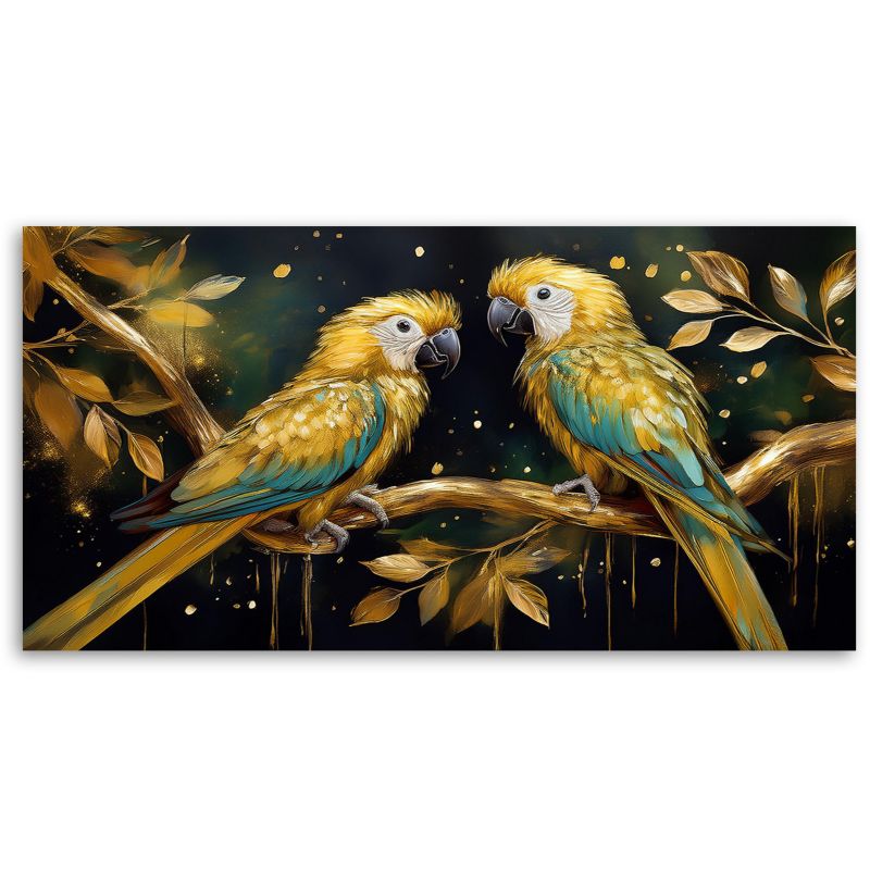 Obraz na płótnie Feeby 120x60cm Papugi Ptaki Złote 1 szt.