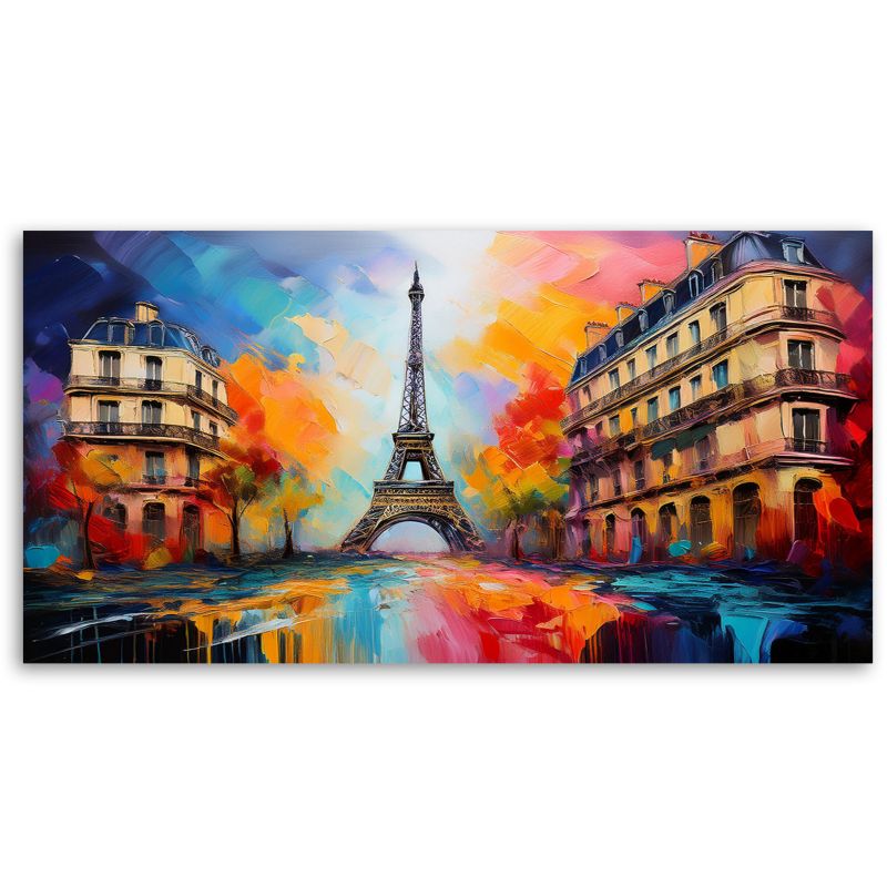 Obraz na płótnie Feeby 120x60cm Paryż Wieża Eiffla Miasto Abstrakcja Kolorowa 1 szt.