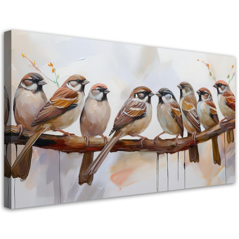 Obraz na płótnie Feeby 120x60cm Ptaki Na Gałęzi Brązowy 1 szt.