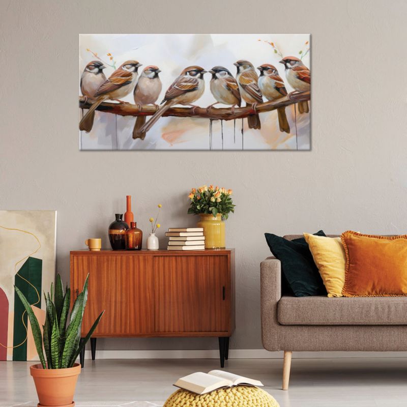 Obraz na płótnie Feeby 120x60cm Ptaki Na Gałęzi Brązowy 1 szt.