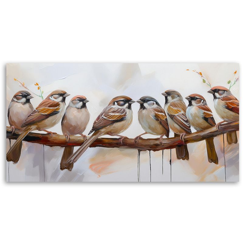 Obraz na płótnie Feeby 120x60cm Ptaki Na Gałęzi Brązowy 1 szt.