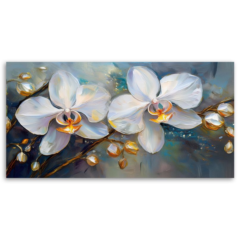 Obraz na płótnie Feeby 120x60cm Storczyki Białe Kwiaty 1 szt.