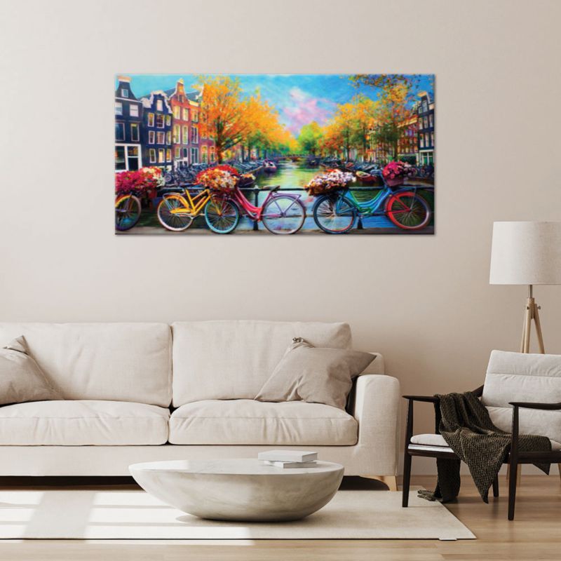 Obraz na płótnie Feeby 80x40cm Amsterdam Rowery Miasto Krajobraz 1 szt.