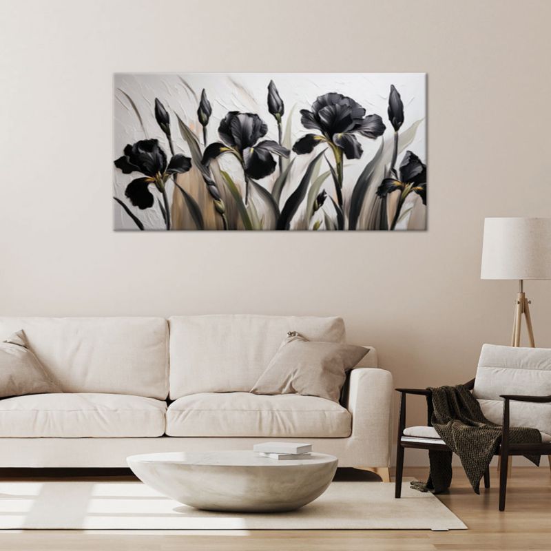 Obraz na płótnie Feeby 80x40cm Czarne Irysy Kwiaty Abstrakcja 1 szt.