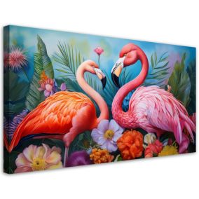 Obraz na płótnie Feeby 80x40cm Flamingi Ptaki Zwierzęta Egzotyczne 1 szt.