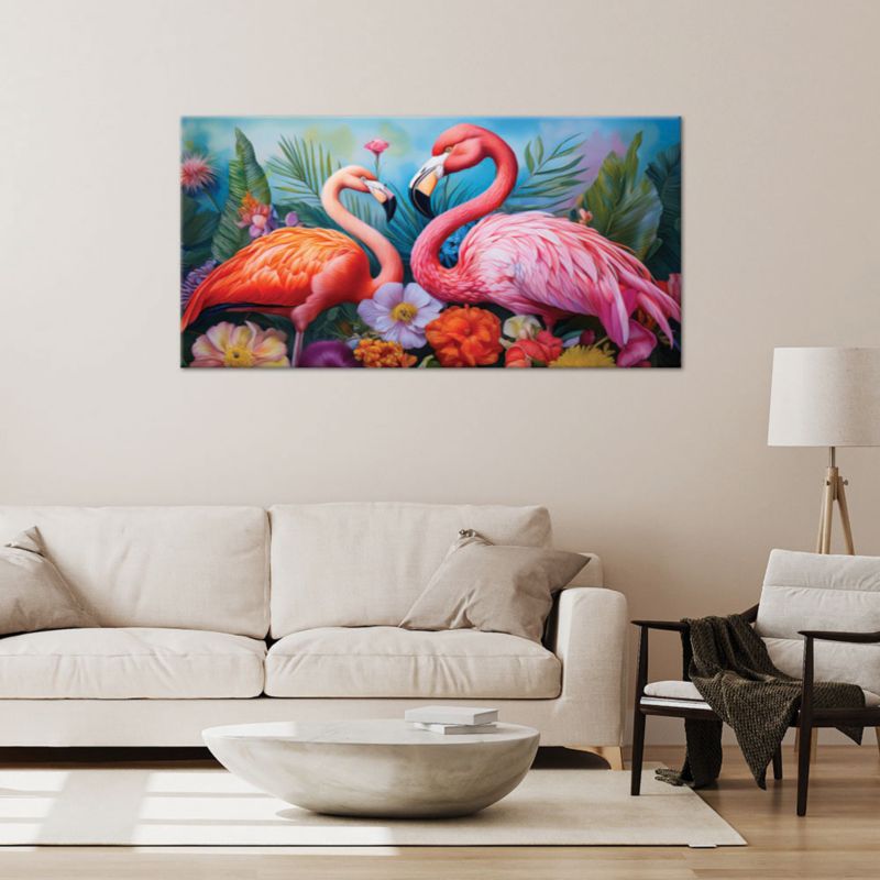 Obraz na płótnie Feeby 80x40cm Flamingi Ptaki Zwierzęta Egzotyczne 1 szt.