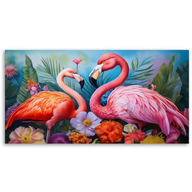 Obraz na płótnie Feeby 80x40cm Flamingi Ptaki Zwierzęta Egzotyczne 1 szt.