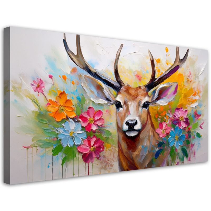 Obraz na płótnie Feeby 80x40cm Jeleń Kwiaty Abstrakcja Zwierzeta 1 szt.
