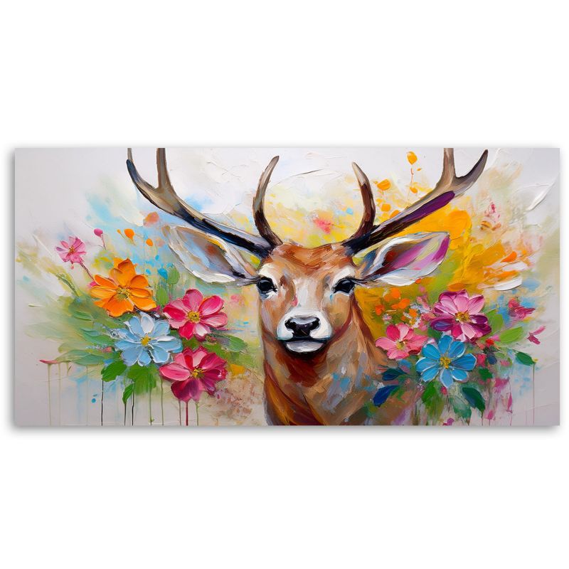 Obraz na płótnie Feeby 80x40cm Jeleń Kwiaty Abstrakcja Zwierzeta 1 szt.