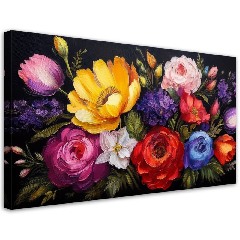 Obraz na płótnie Feeby 80x40cm Kwitnące Kolorowe Kwiaty Bukiet 1 szt.