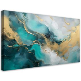 Obraz na płótnie Feeby 80x40cm Marmur Abstrakcja Glamour Złoty Turkusowy 1 szt.