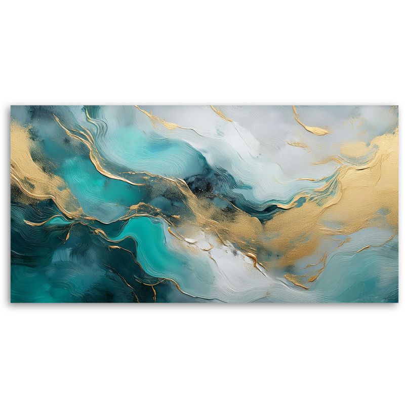 Obraz na płótnie Feeby 80x40cm Marmur Abstrakcja Glamour Złoty Turkusowy 1 szt.