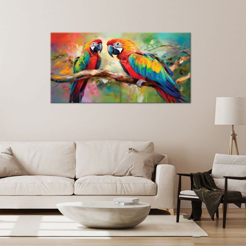 Obraz na płótnie Feeby 80x40cm Papugi Ptaki Zwierzęta Kolorowe 1 szt.