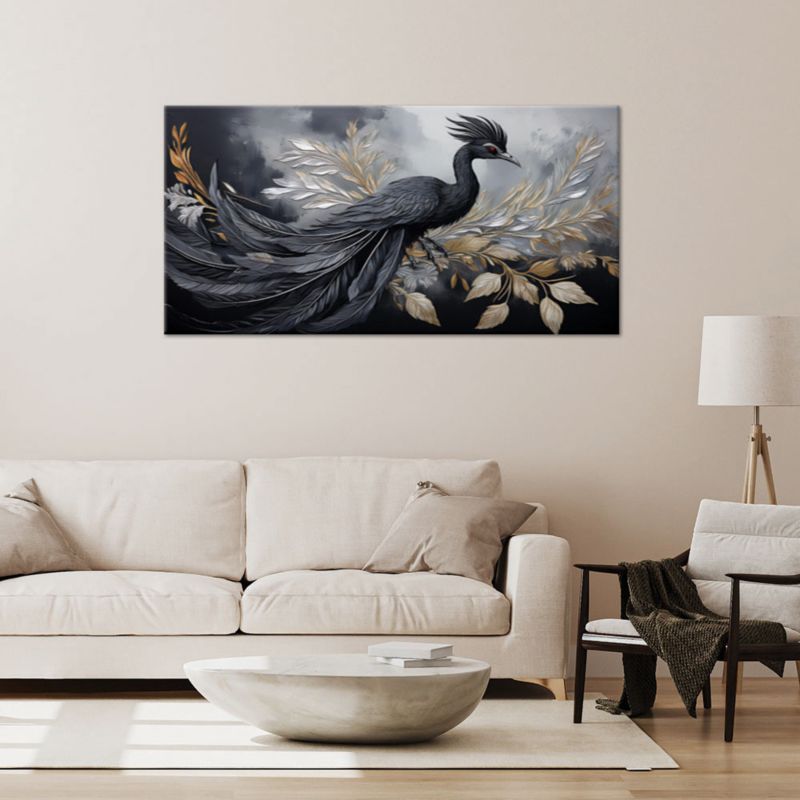 Obraz na płótnie Feeby 80x40cm Paw Ptaki Zwierzęta Glamour 1 szt.