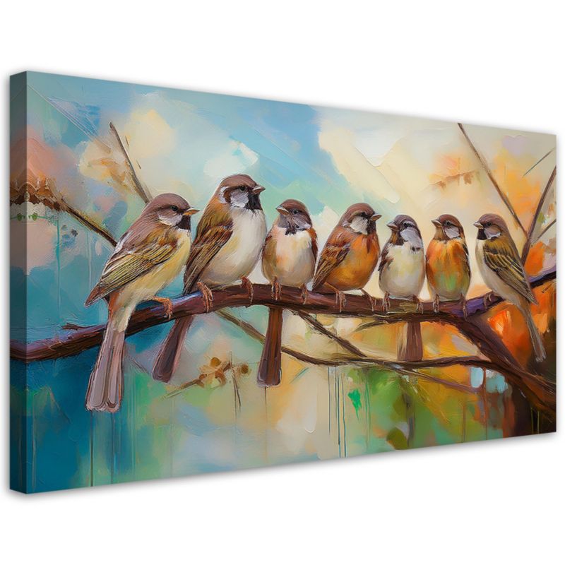 Obraz na płótnie Feeby 80x40cm Ptaki na gałęzi Natura 1 szt.