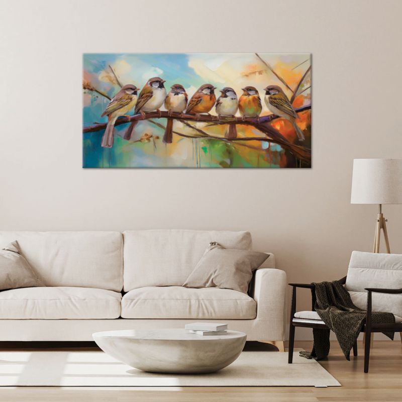 Obraz na płótnie Feeby 80x40cm Ptaki na gałęzi Natura 1 szt.