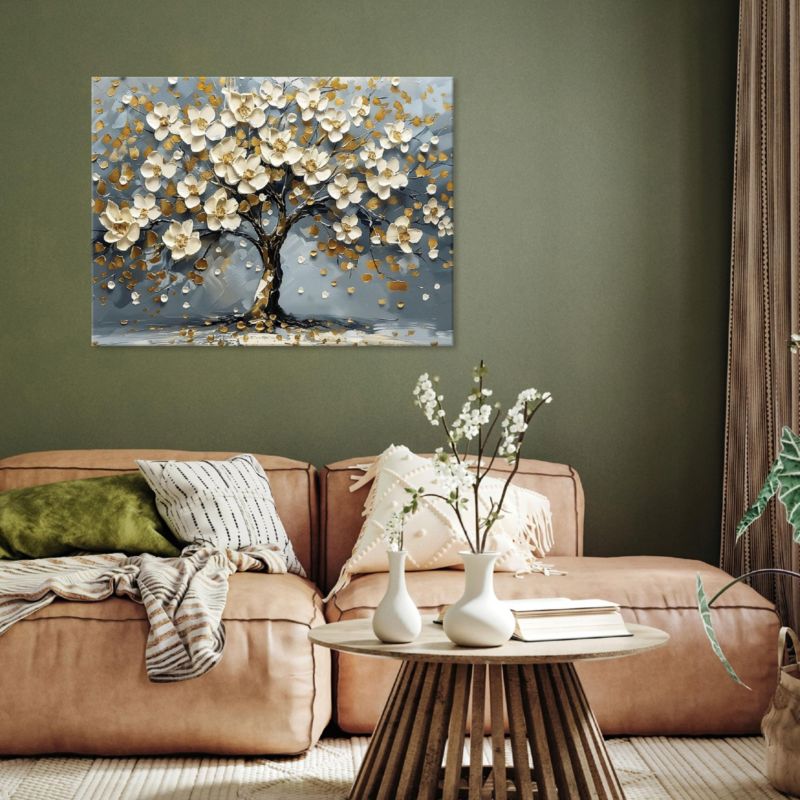 Obraz Na Płótnie WALLARENA 100x70 cm Do Salonu Sypialni Kuchni Drzewo Życia Kwiaty 1 szt.