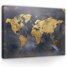 Obraz Na Płótnie WALLARENA 100x70 cm Do Salonu Sypialni Kuchni Mapa Świata 1 szt.