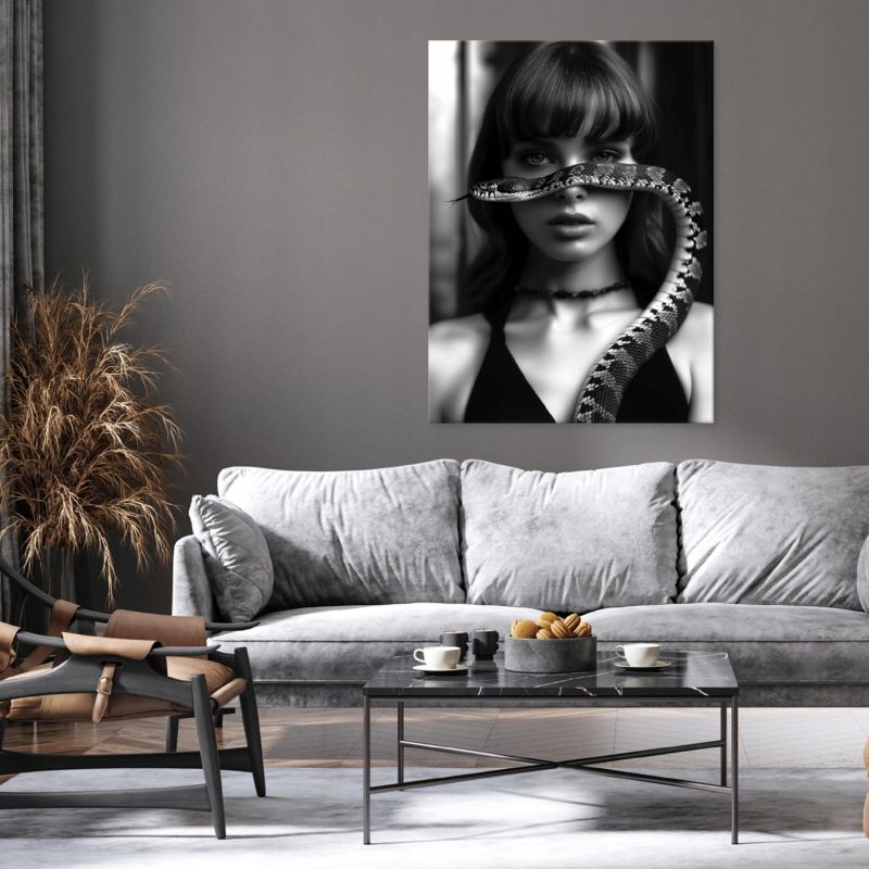 Obraz Na Płótnie WALLARENA 120x80 cm Do Salonu Sypialni Kuchni Czarno Biały Kobieta 1 szt.